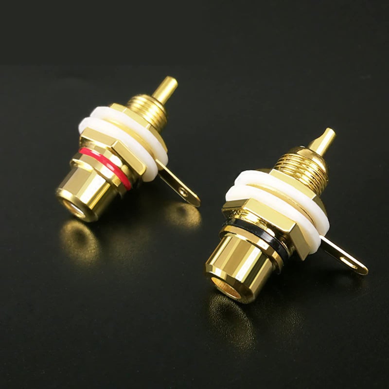 Zerone 2 Pcs Terminal Gold Plated Copper Panel Mount Female Jack Terminal Socket Audio Connector - Image 1